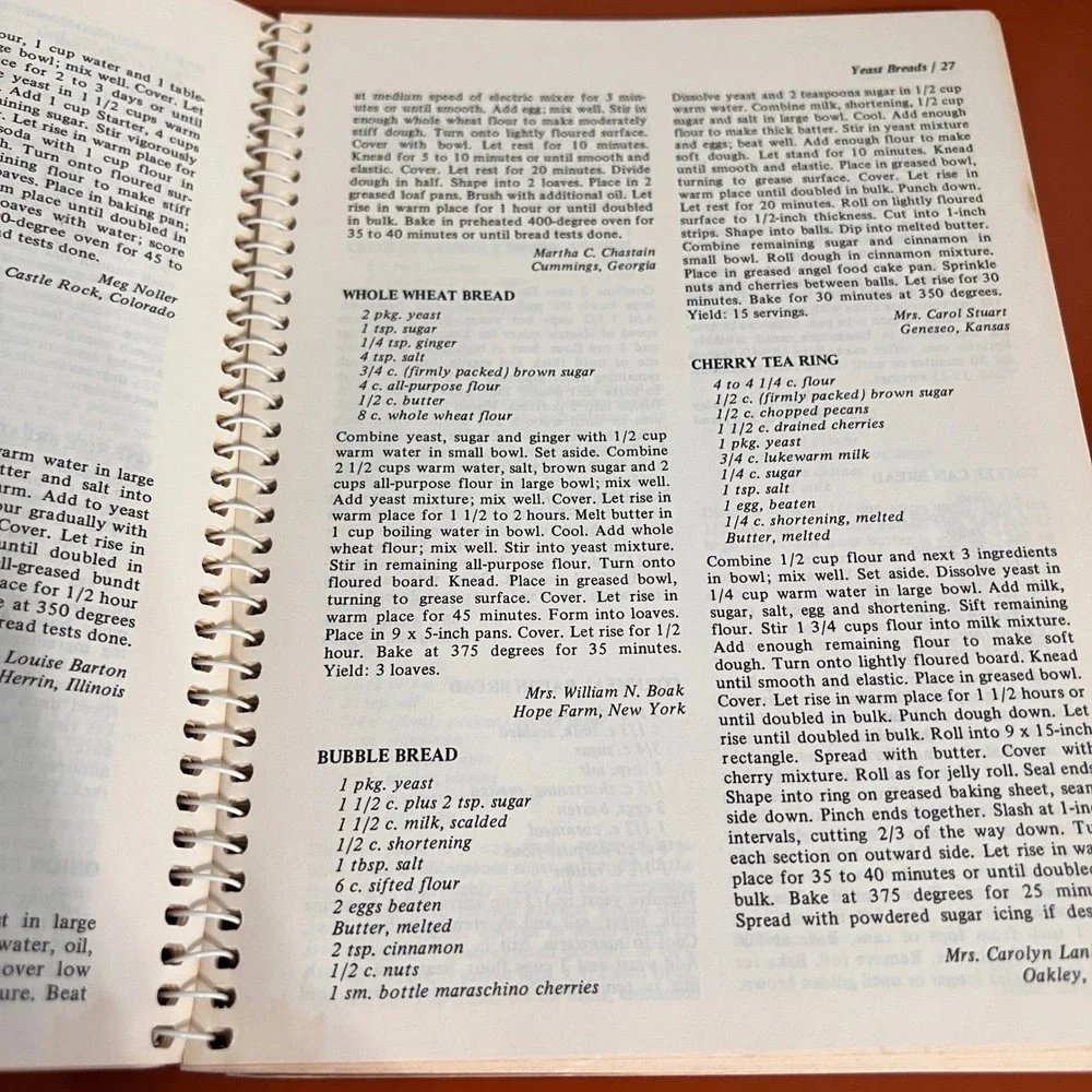 Breads Favorite Recipes of Home Economics Teachers 1981 Spiral Cookbook Vintage